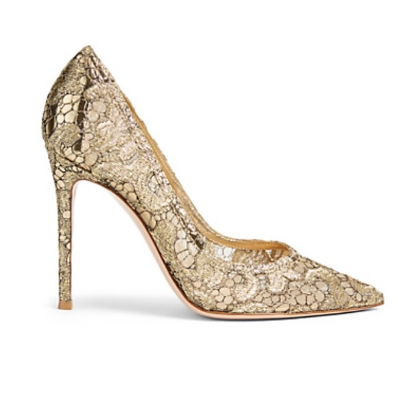 ✨GIANVITO ROSSI✨ Metallic Lace Pumps - NWT - Brand New - Picture 1 of 8